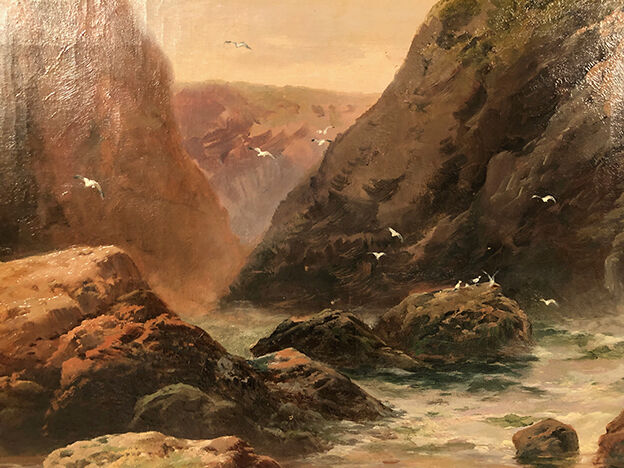 George Henry Jenkins (1843-1914). The shore, very large oil on canvas framed.