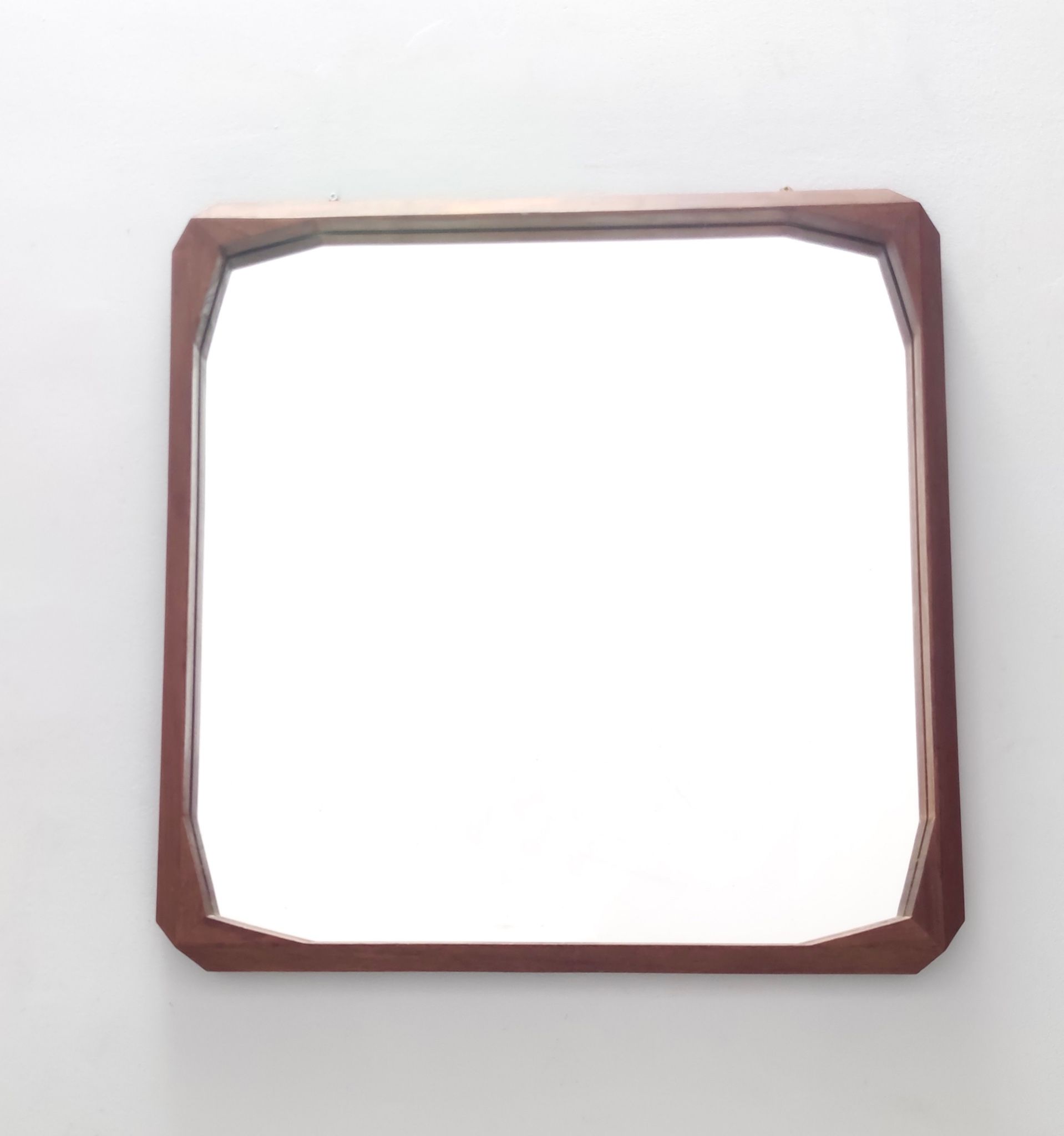 Square Wall Mirror by Dino Cavalli with Ebonized Walnut Frame, Italy