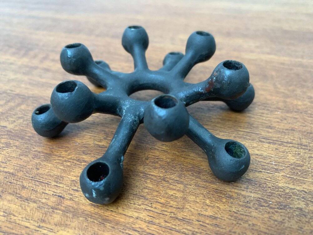 Brutalist Danish candle holder from the mid-century in cast iron by Jens H. Quistgaard.