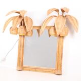 Miroir lumineux en rotin 100x80cm