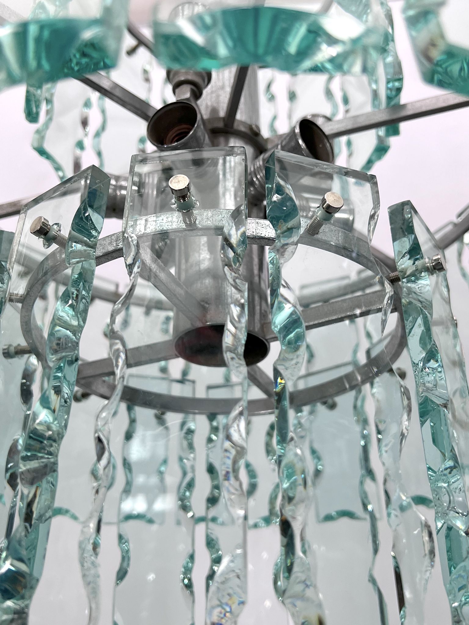 Italian cut glass chandelier by Zero Quattro. 1970s