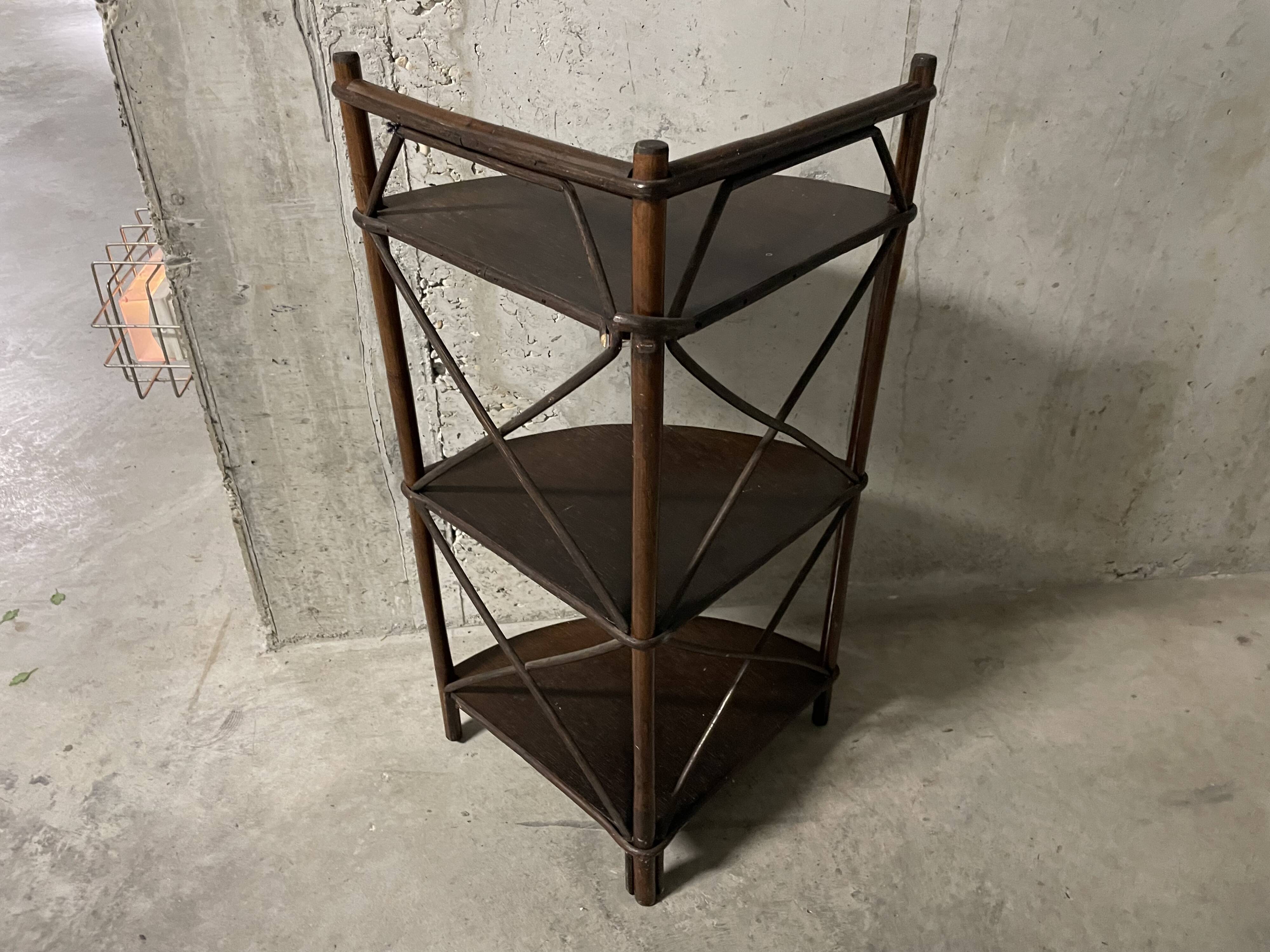 70s rattan corner cabinet
