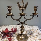 2-arm bronze candlestick, with eagle, 19th century