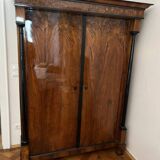 Biedermeier Armoire, Walnut Veneer and Full Columns, Austria, circa 1820
