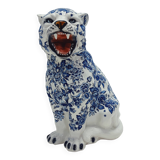 Tiger Statue Ceramic Delft Blue