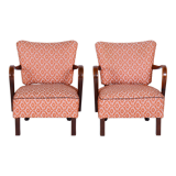 Paire de fauteuils en hêtre art deco fabriqués dans les années 1930, tchéquie, vernis revivifié