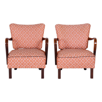 Paire de fauteuils en hêtre art deco fabriqués dans les années 1930, tchéquie, vernis revivifié