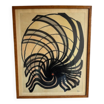 Abstract – dynamic black composition on a beige background