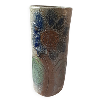 Jean Claude Monange stoneware scroll vase