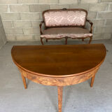 Antique table in folding round walnut