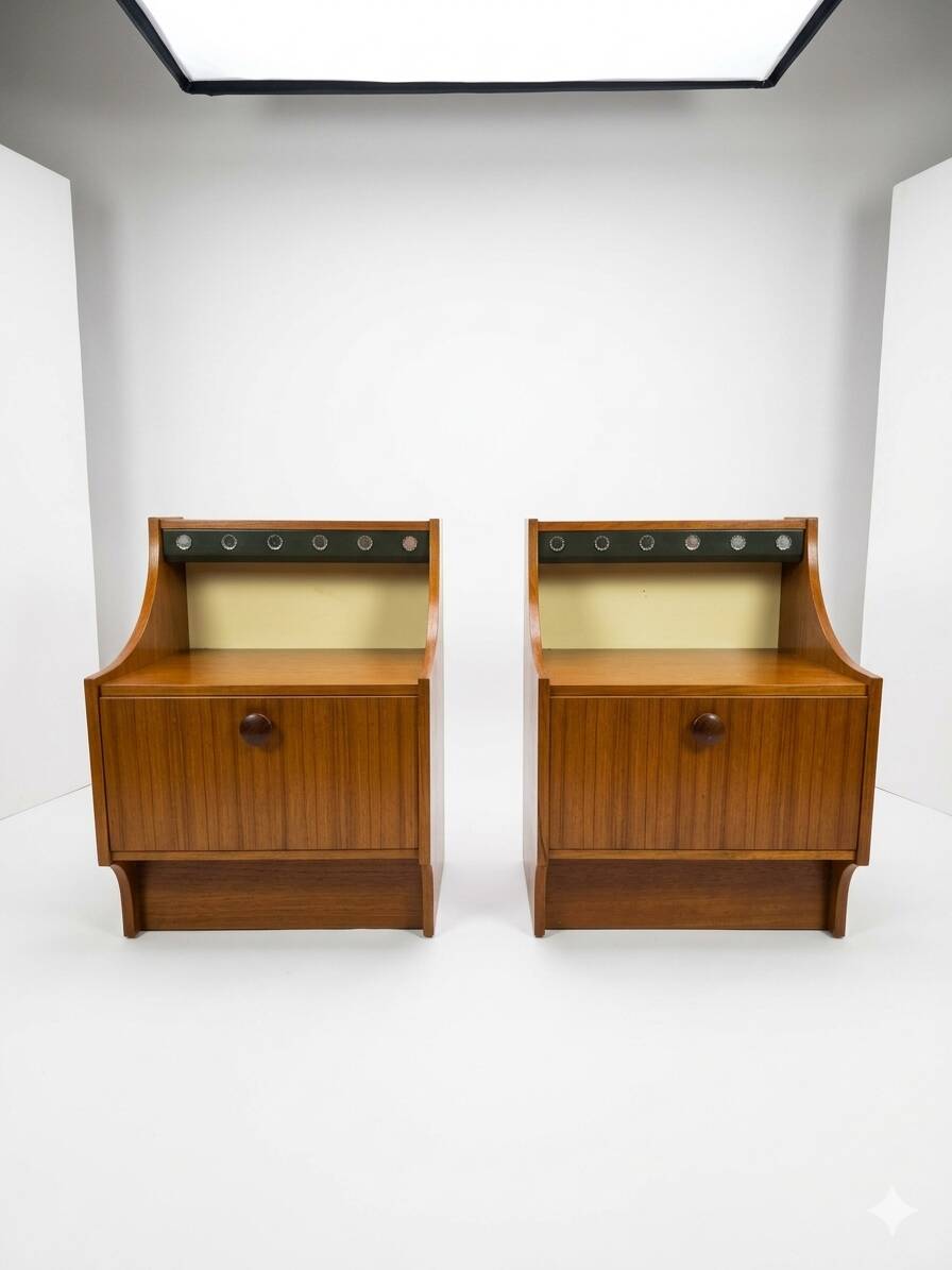 Pair of Scandinavian teak bedside tables from the 1960s.