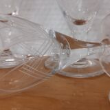 Old very fine stemmed glasses in chiseled crystal from the 50s