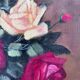 Vintage original floral rose oil painting, signed flower art