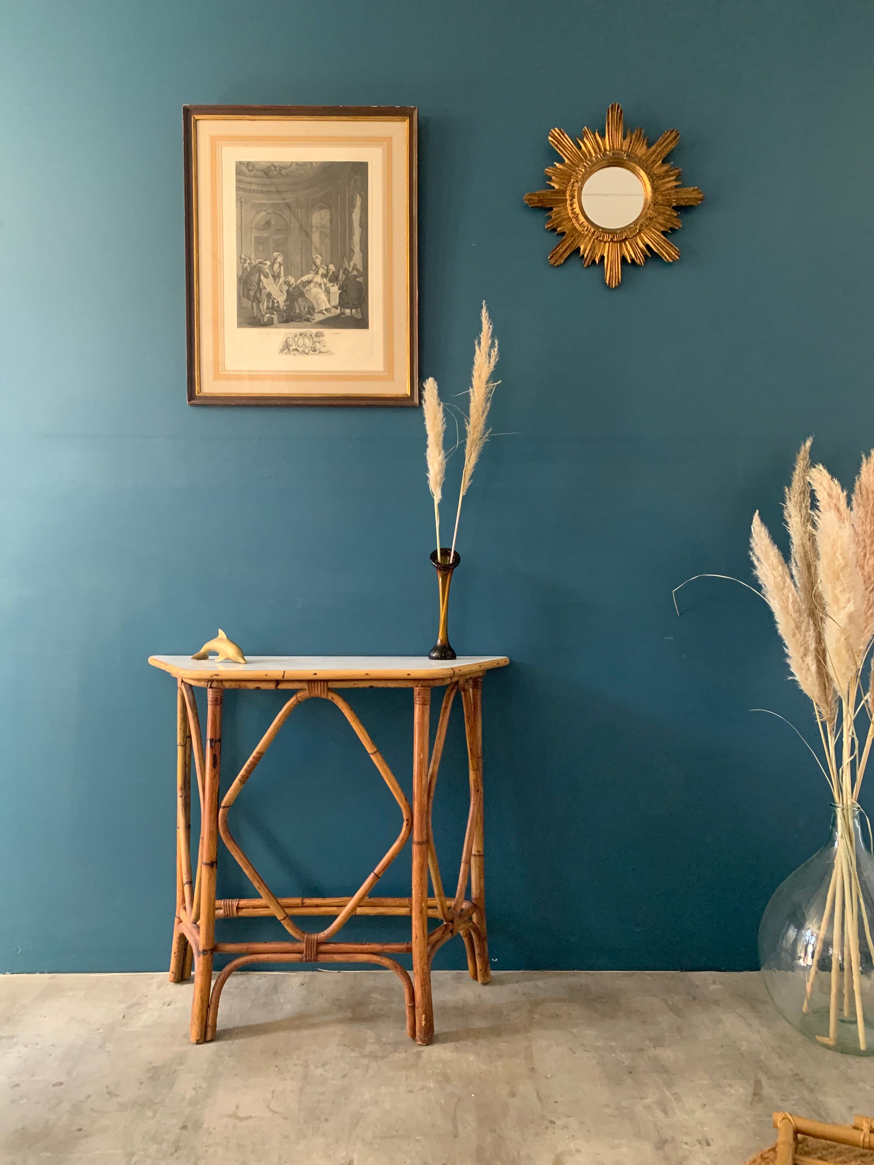 Vintage rattan console