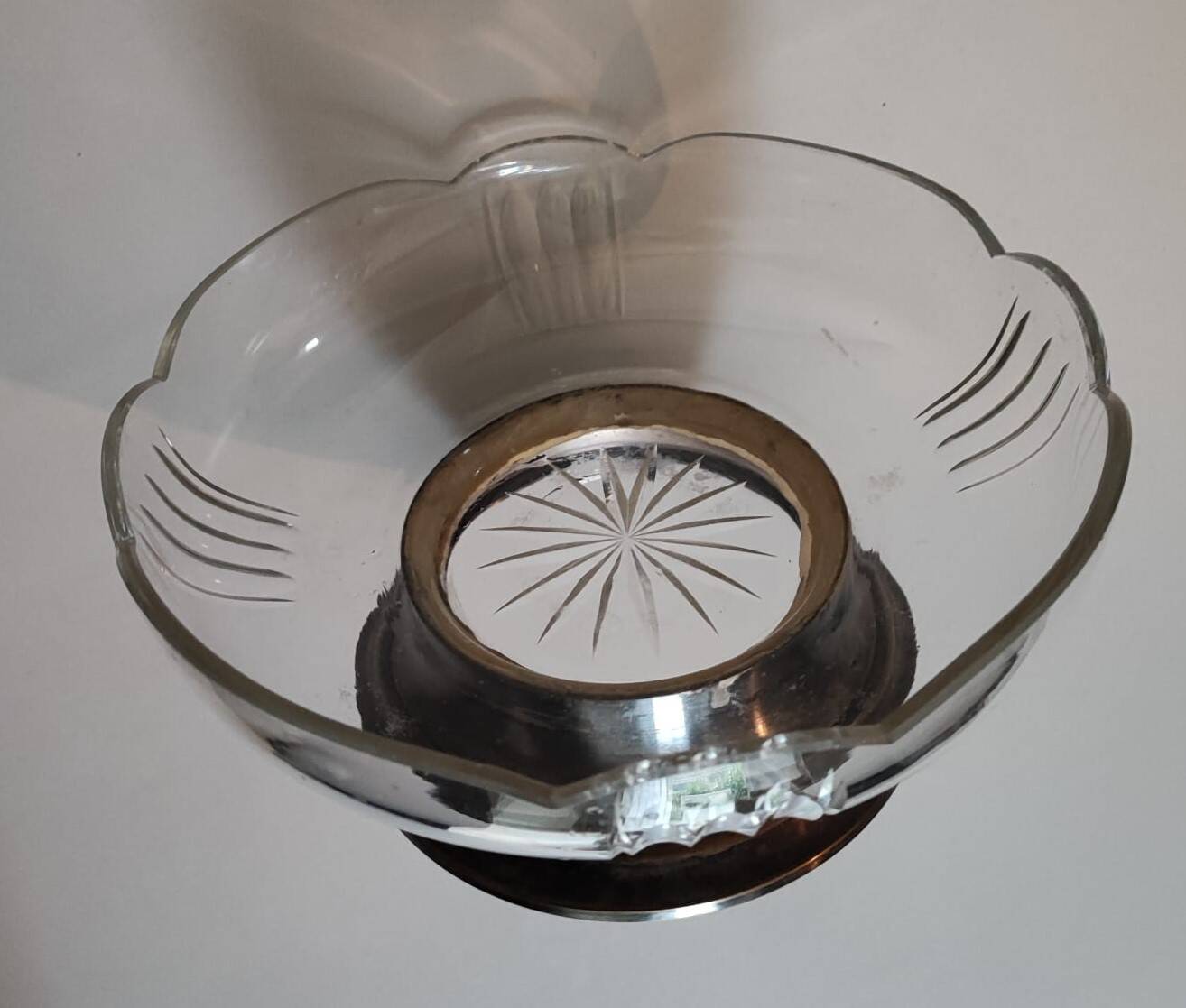 Antique cut glass compote on a pedestal – late 19th / early 20th century