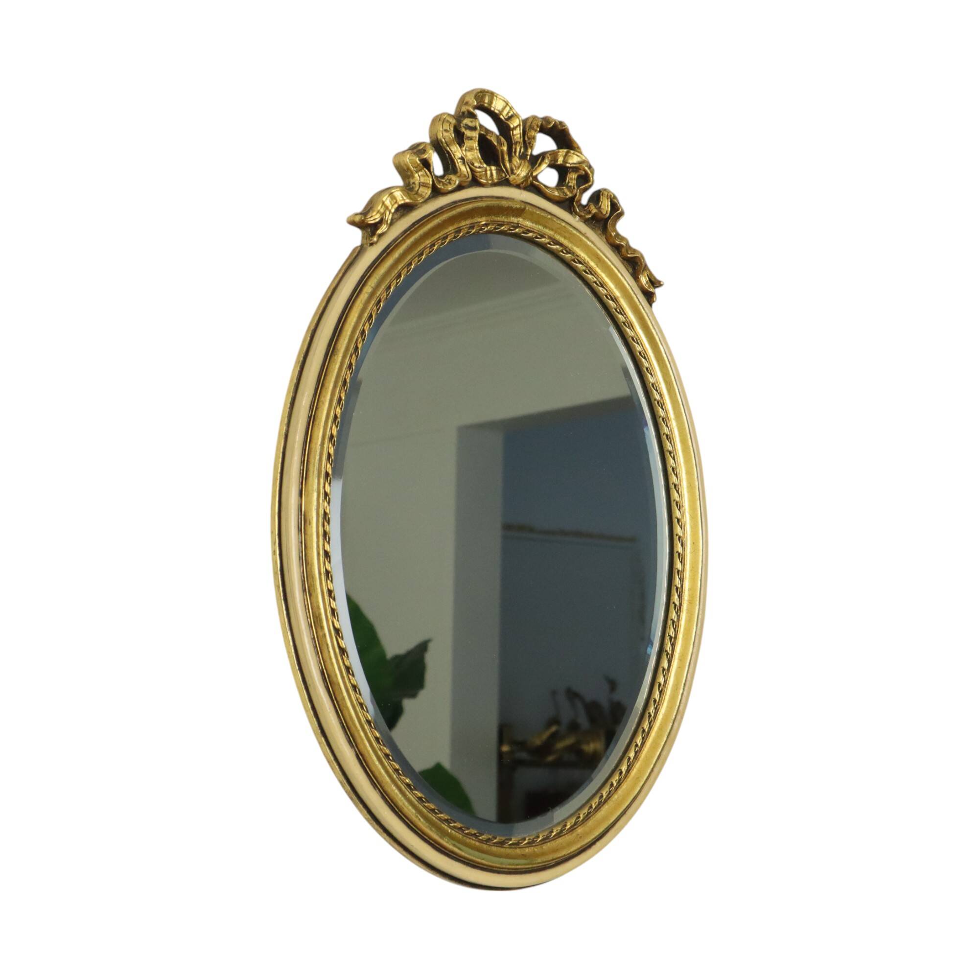 Oval Gold Leaf Gilded Mirror Classic Facet France 52cm