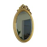 Oval Gold Leaf Gilded Mirror Classic Facet France 52cm