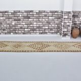 Decorative Vintage White Wool Runner Rug sku 2072