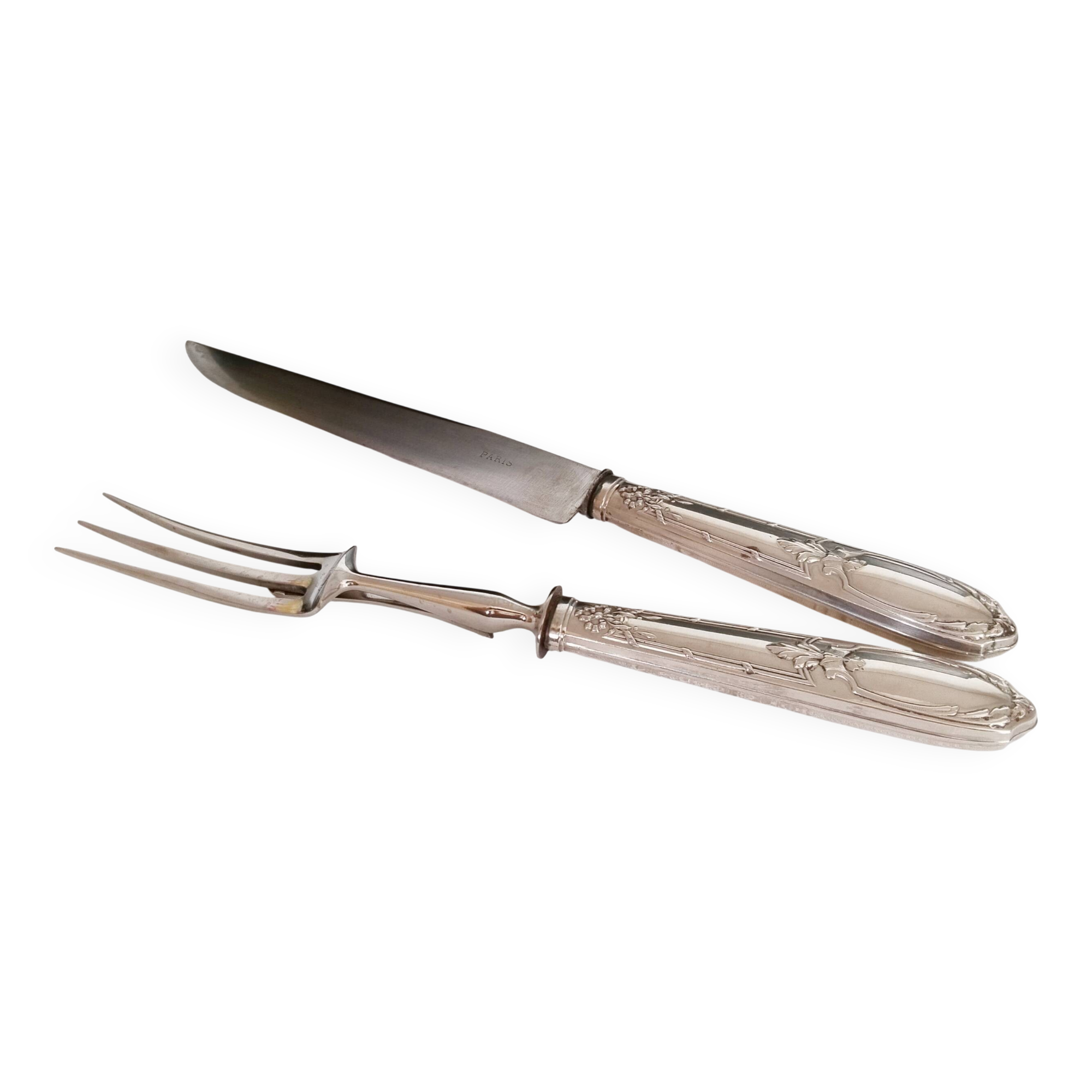 Service à découper le gigot en argent , XIX ème
