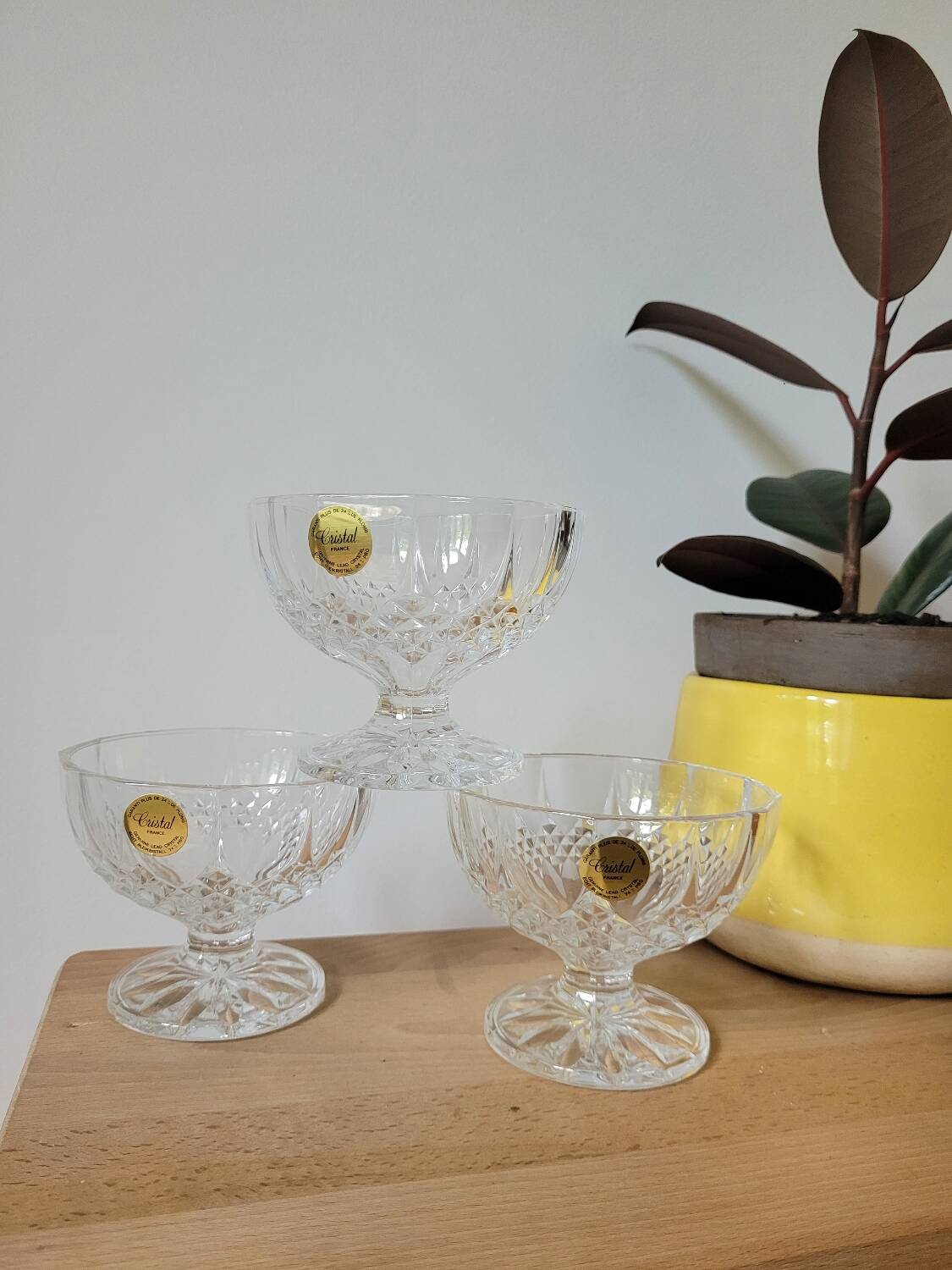 Lot de 3 coupes à glace Longchamp de Cristal d'Arques