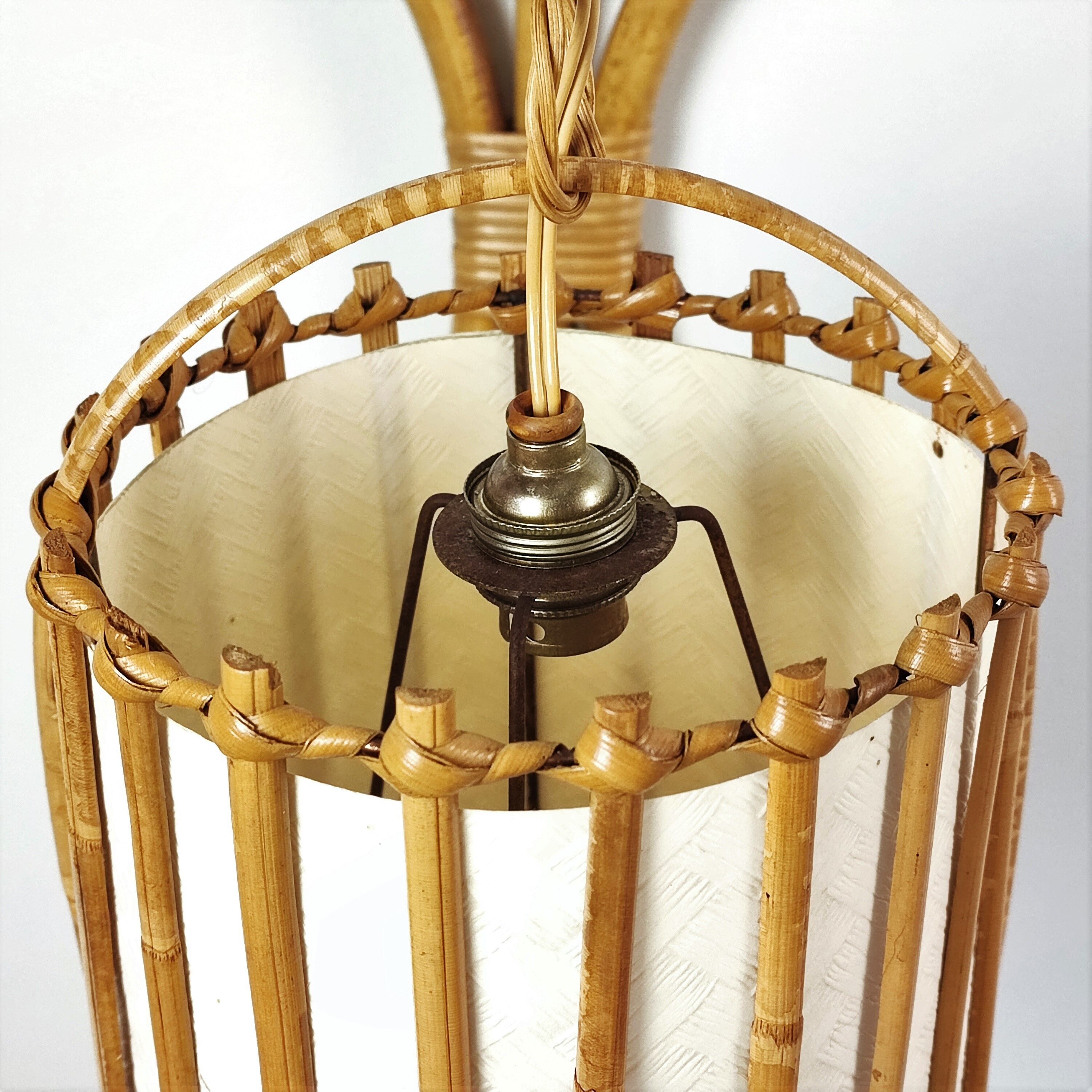 Rattan and bamboo wall lamp XL