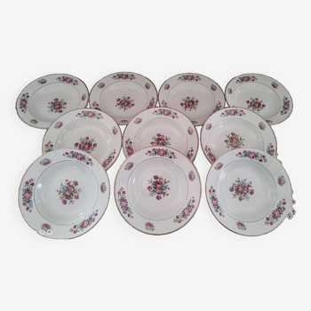 Set of 10 Sarreguemines soup plates, Guy model