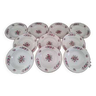 Set of 10 Sarreguemines soup plates, Guy model