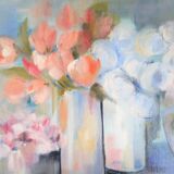 Impressionist still life with flowers, oil on canvas signed and framed