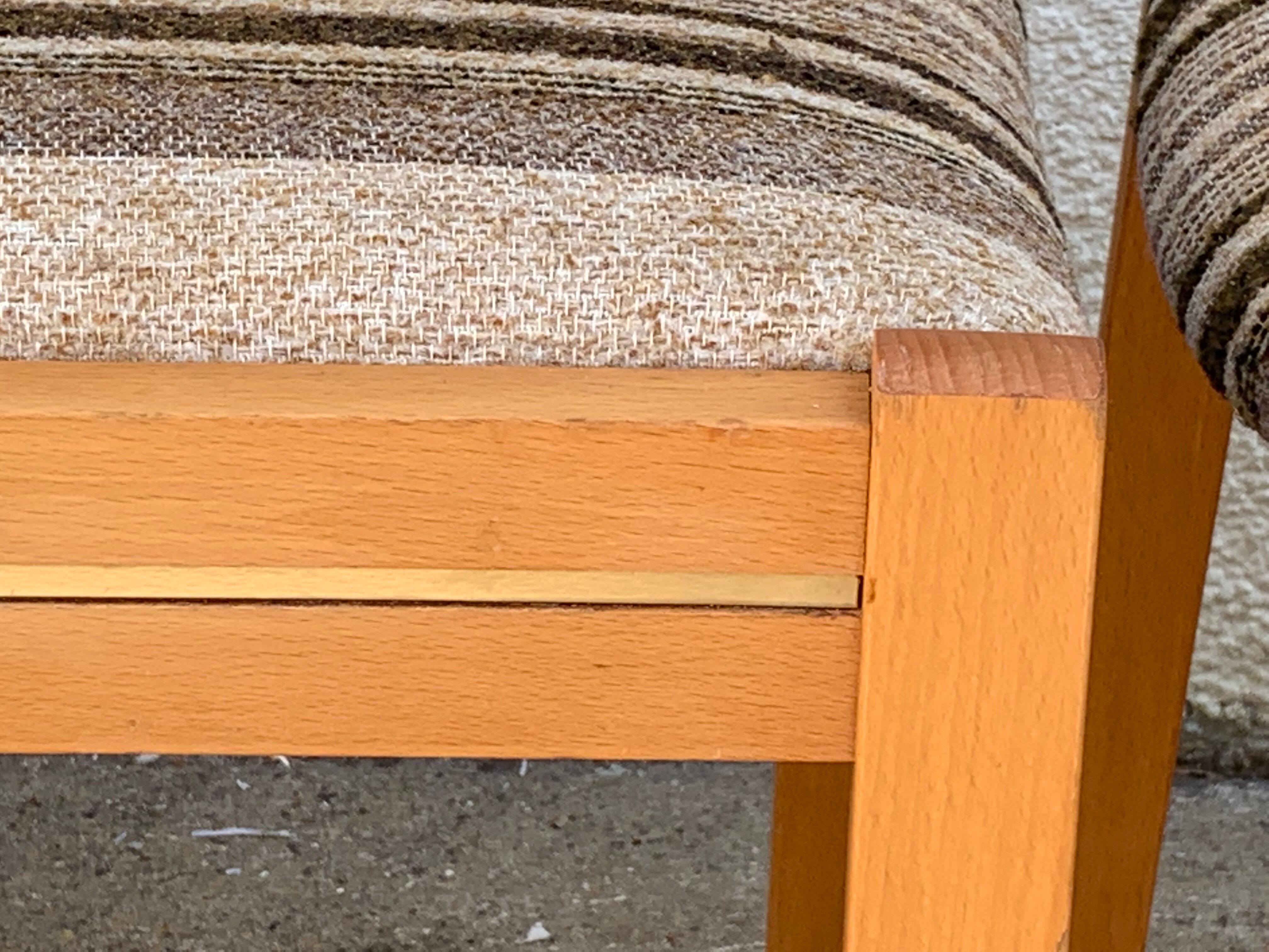 Suite of 4 chairs self beech brass and wool 1960