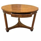 Antique round marquetry Empire table from the early 19th century