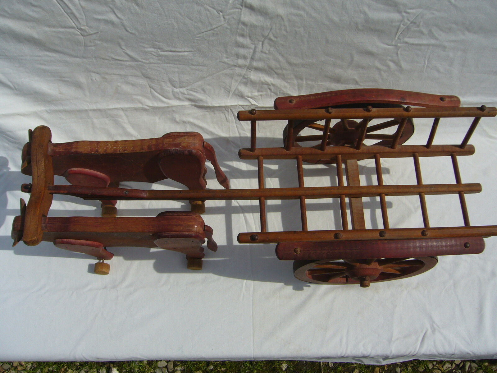 Wooden Toy char a oxen old Dejou