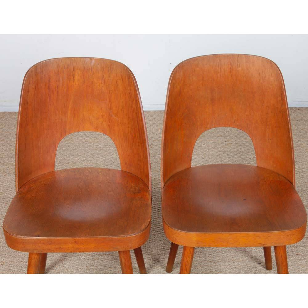 Set of 4 vintage chairs by Oswald Haerdtl for Ton, 1960.