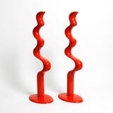 Two large limited abstract metal floor sculptures in red