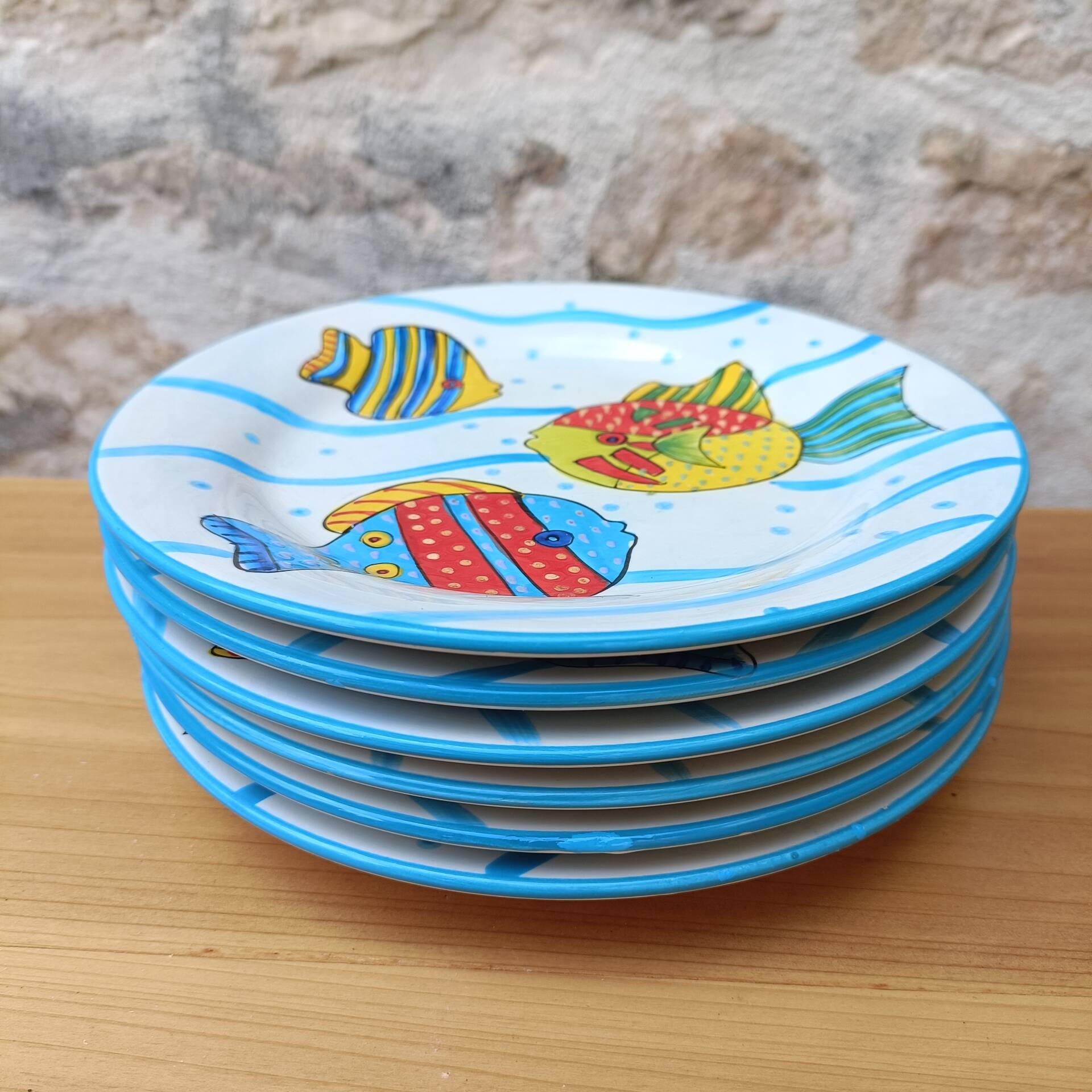 Dessert plates with a sea, beach theme.