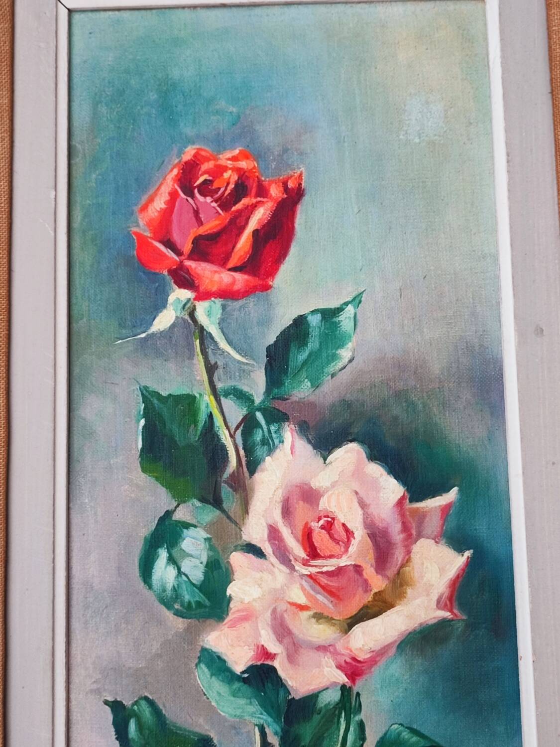 Paire de peintures à l'huile "Roses"