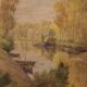 Peinture de paysage signée A. Corradi, années 1950.