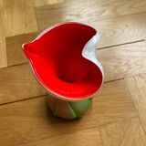 Opaline vase green white red anthurium