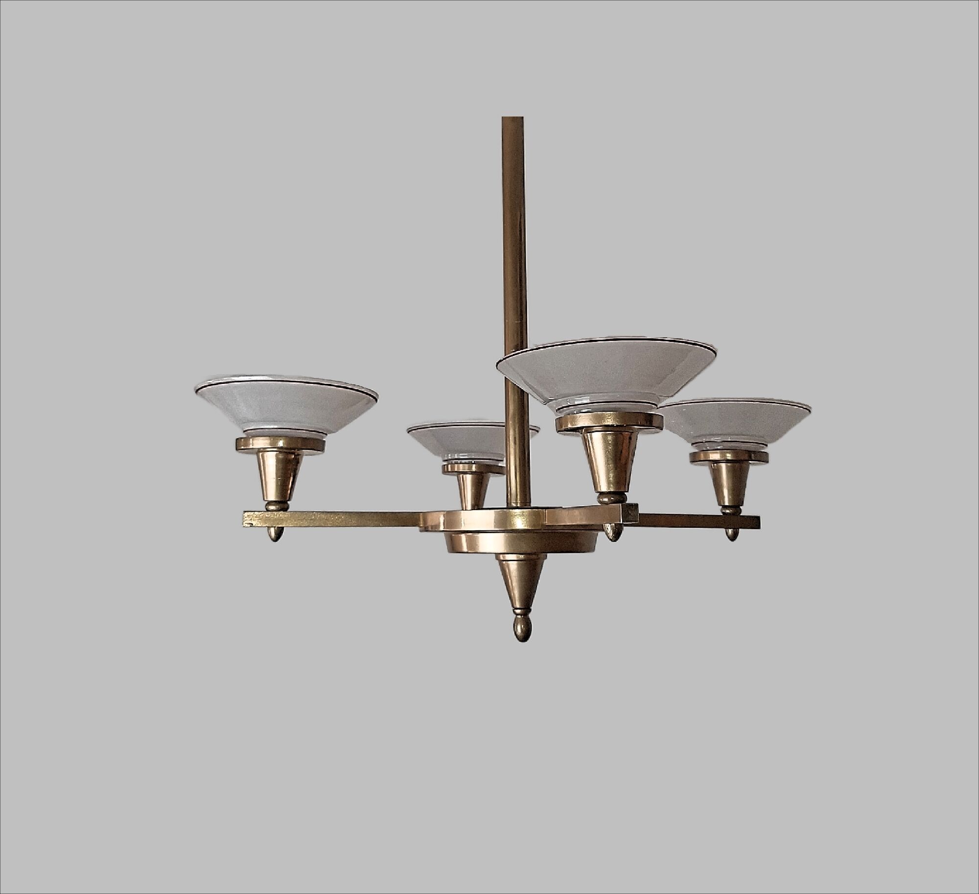 Chandelier Art Deco geometric shape, vintage c 1935
