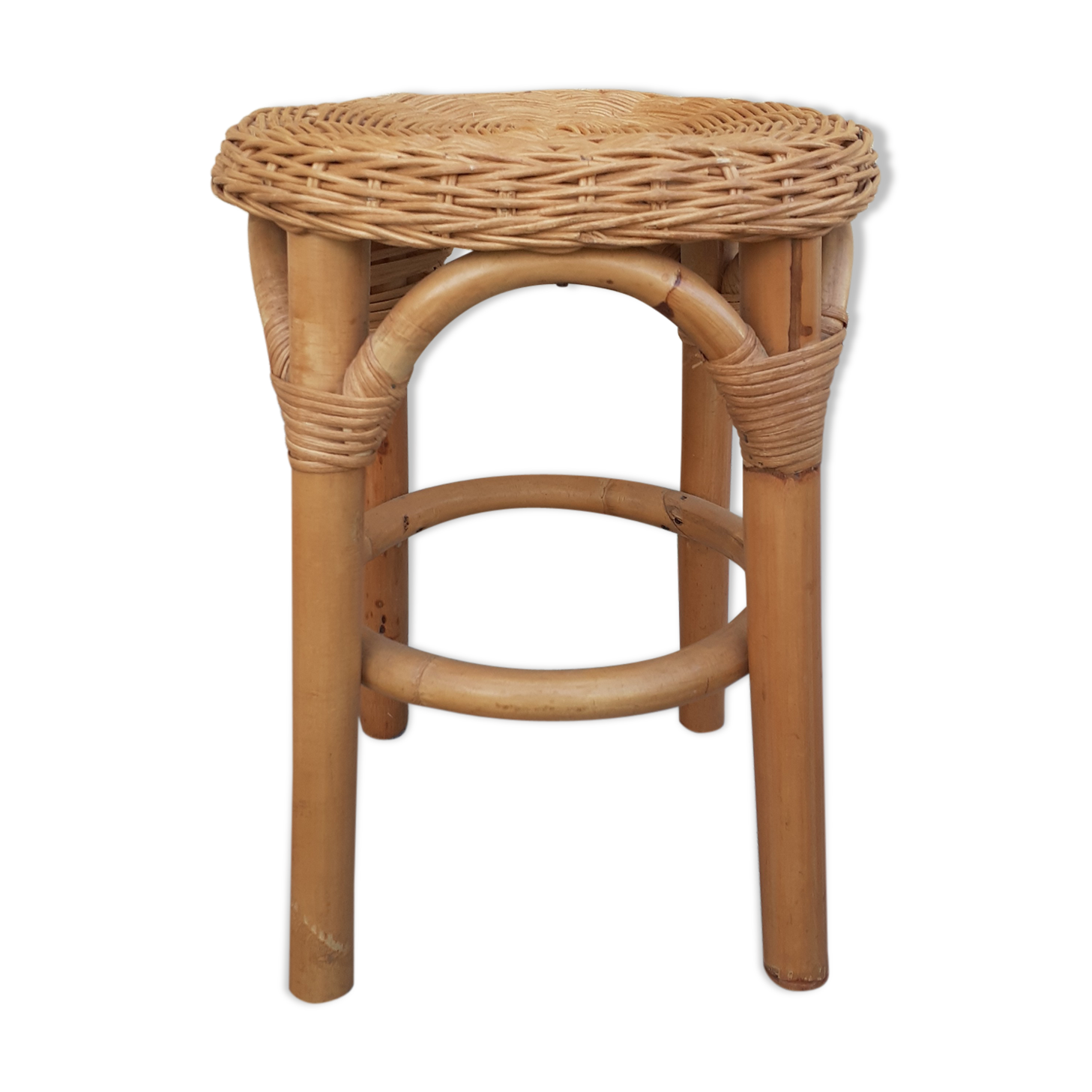 Rattan and wicker stool