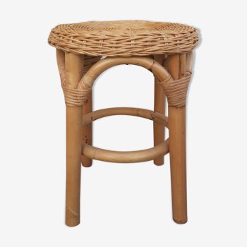 Tabouret en rotin et osier