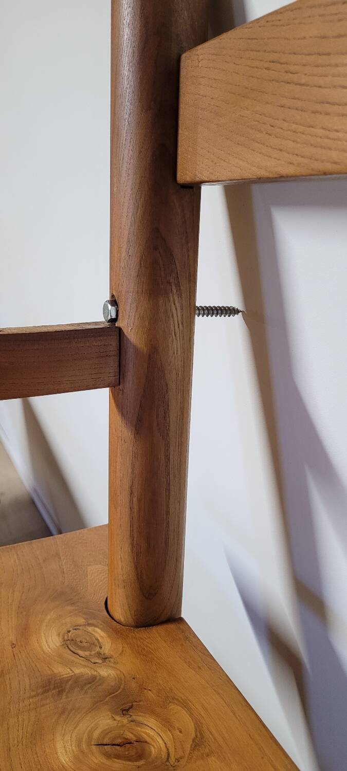 Vintage wall shelf unit in solid elm, 1970s