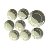 7 Assiettes à dessert + plat en porcelaine fine ciel