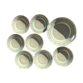 7 Assiettes à dessert + plat en porcelaine fine ciel
