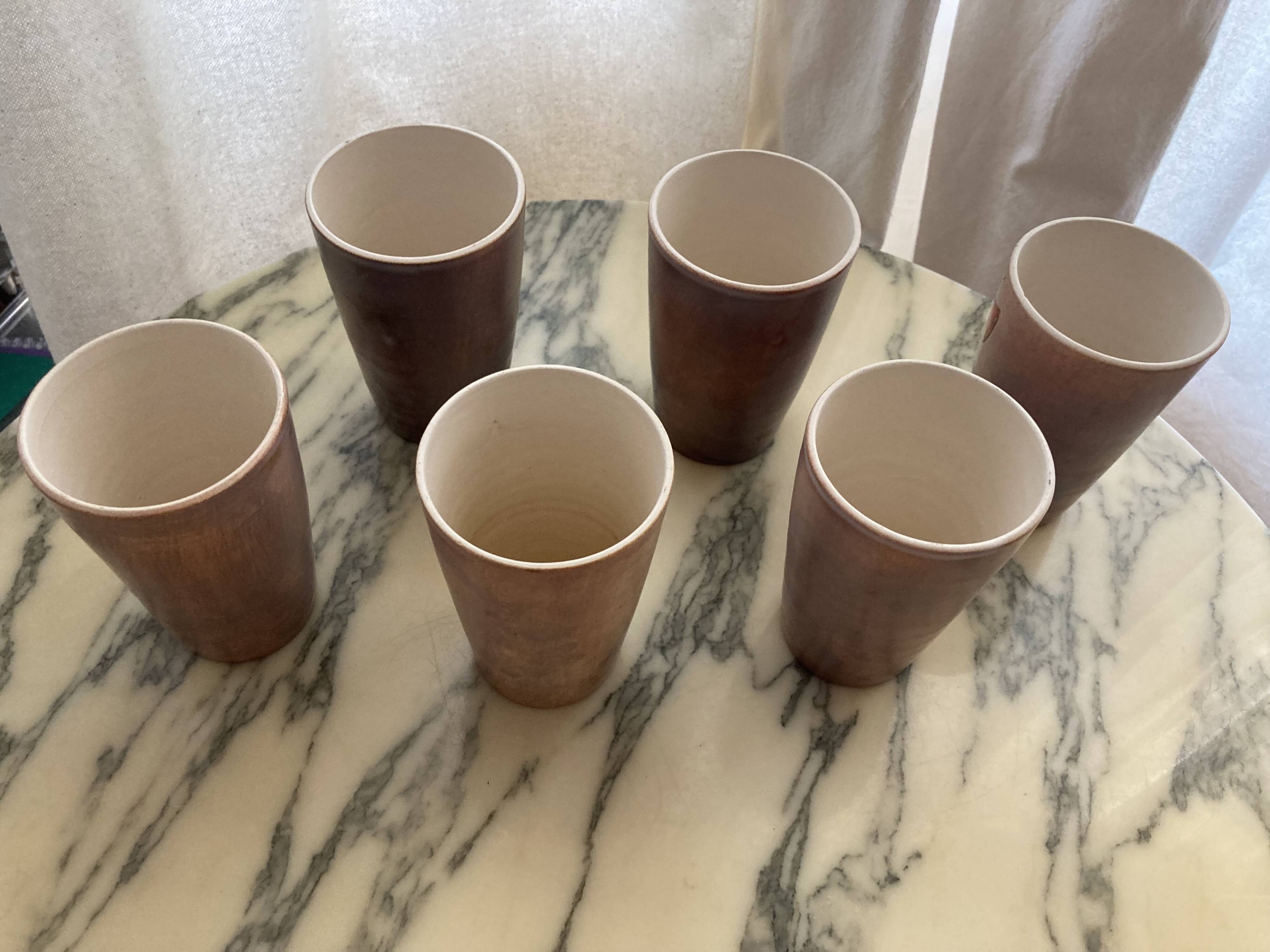 6 Vintage vallauris ceramic orangeade cups