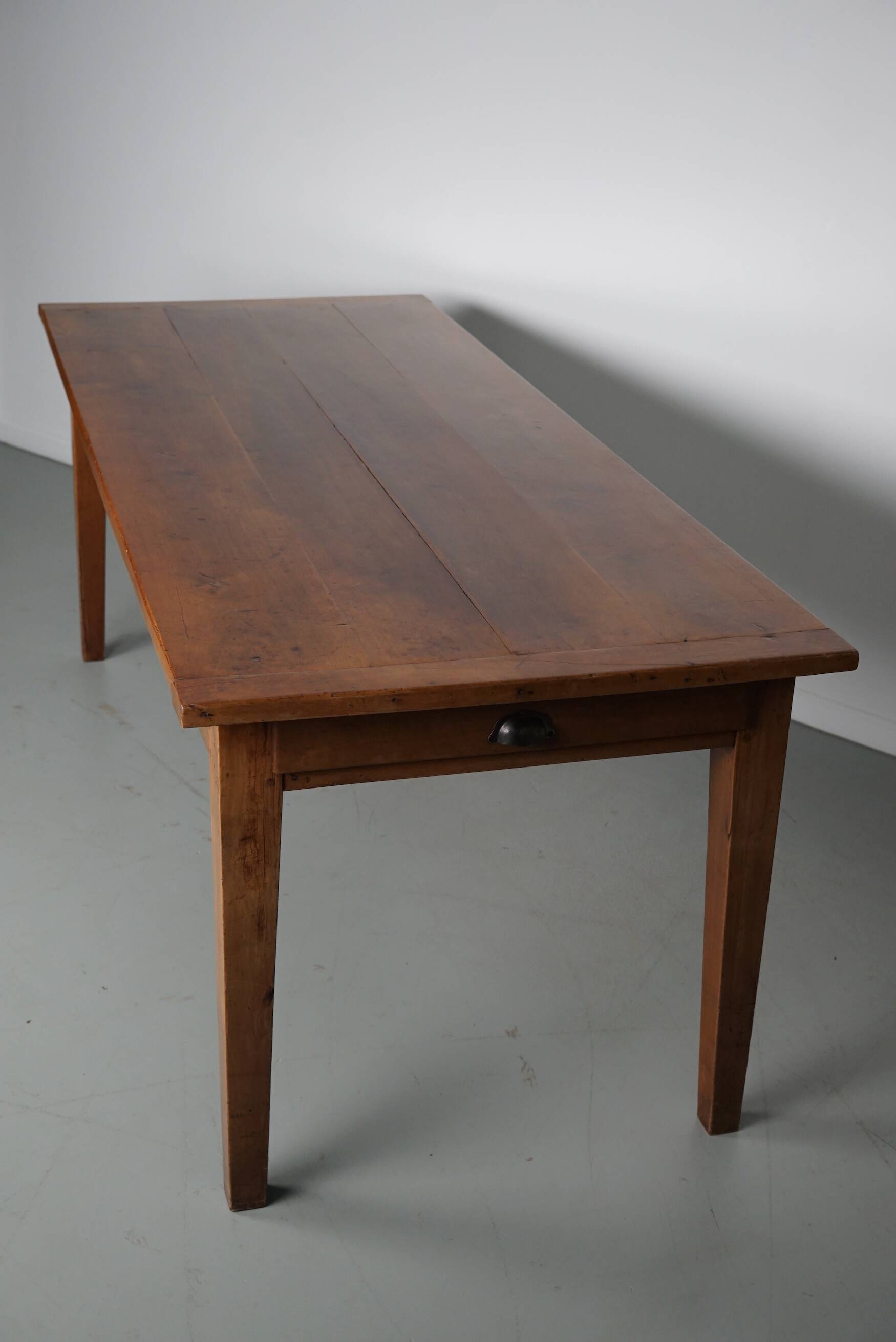 Antique Cherry Early 20th Century French Rustic Farmhouse Dining Table