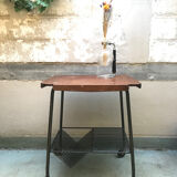 Vintage side table / serving trolley on wheels, signed Tubauto Levalloi