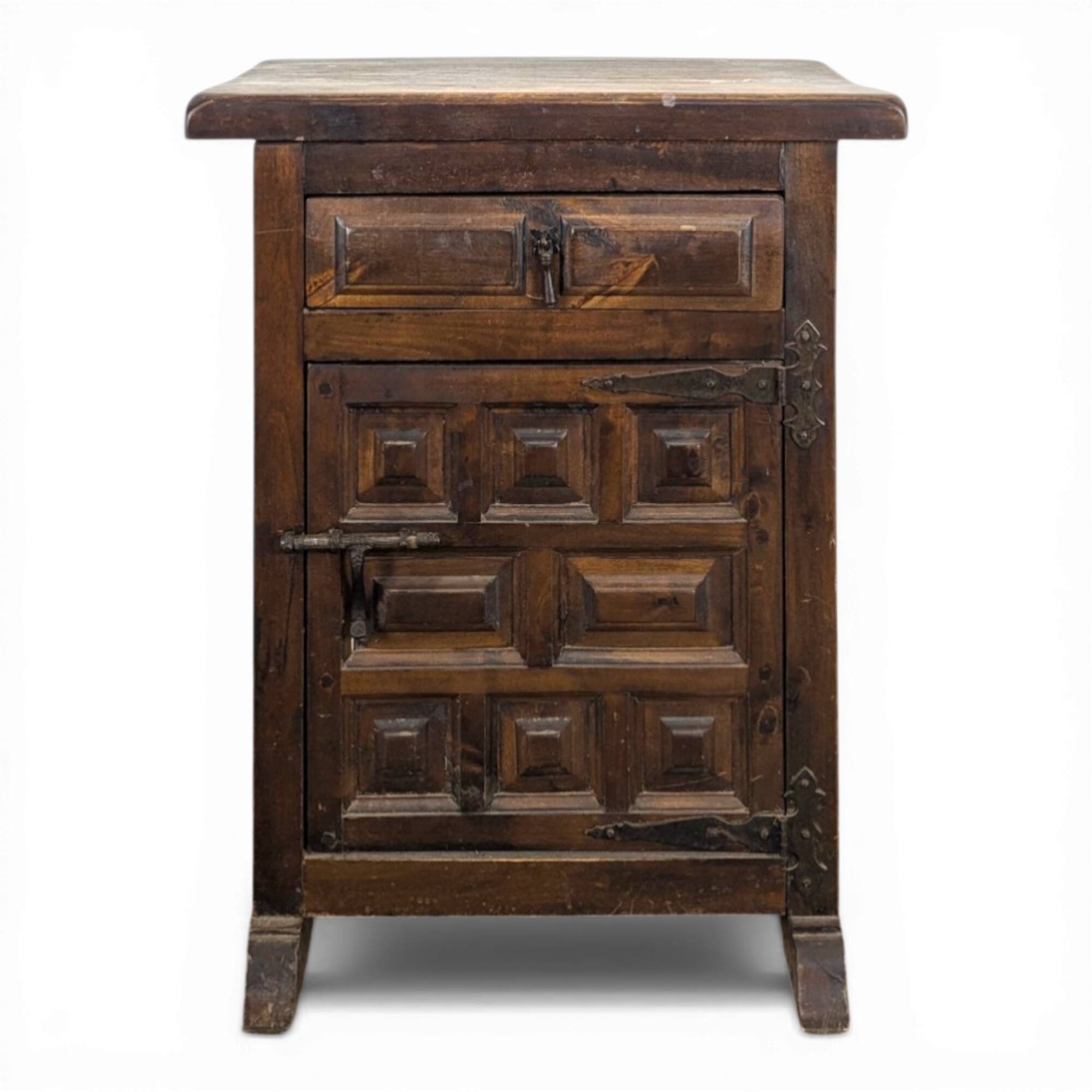 Spanish-style bedside table in natural wood