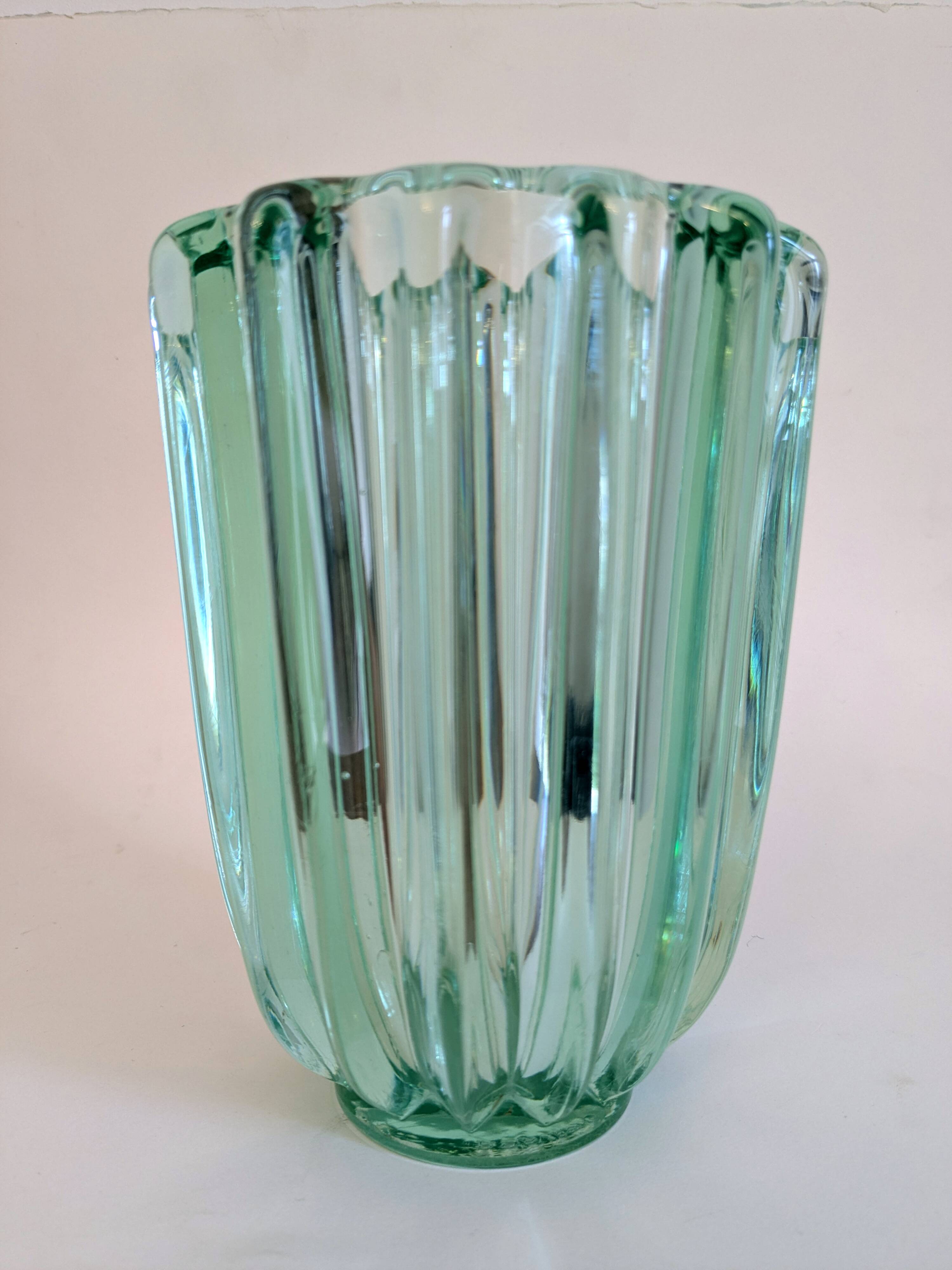 Art deco pressed glass vase, pierre d'avesn.