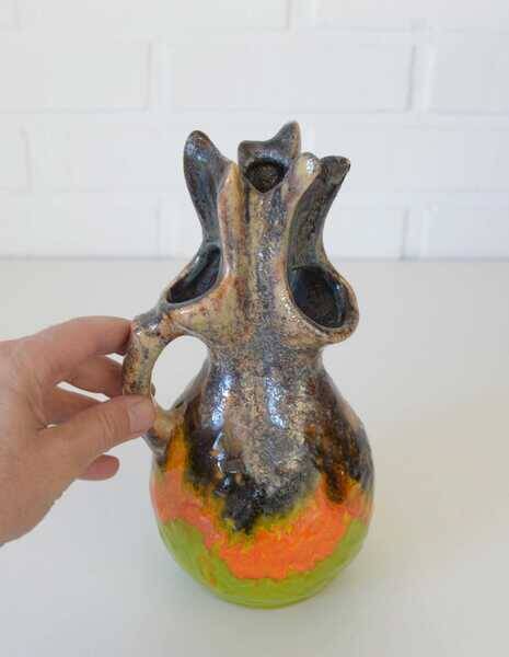 Vintage Wabi Sabi Ceramic Vase: West Germany 1970s Walther Gerhards