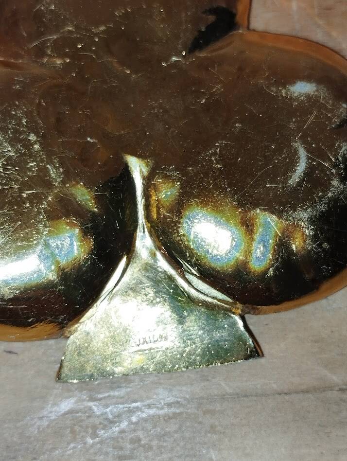 Set of 4 Jie Gantofta enamelled brass ashtrays – playing cards – desi